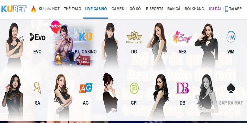 Sảnh casino đa dạng hấp dẫn bậc nhất tại nhà cái Kubet11