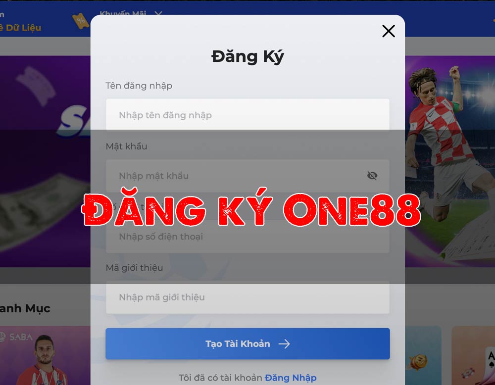 Hướng dẫn cách đăng ký tài khoản tại One88